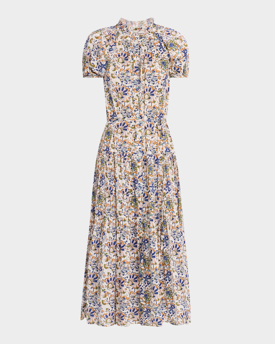 Mazza Tiered Organic Cotton Voile Maxi Dress